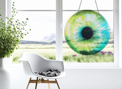 Green Eye Faux Stained Glass Suncatcher Window Hanging Home Decor Sun Catcher Gift Idea