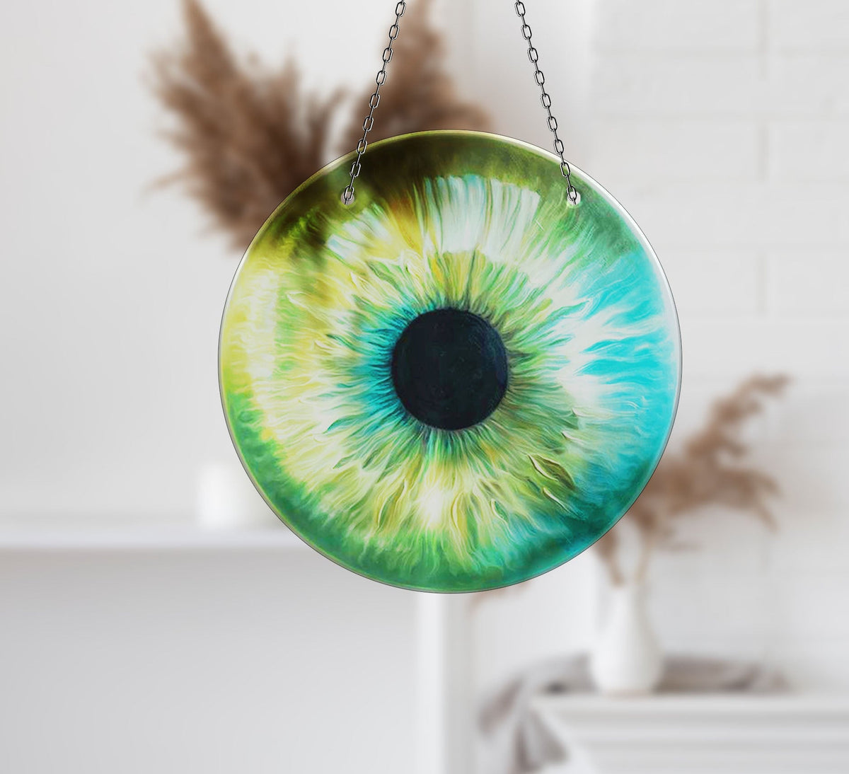 Green Eye Faux Stained Glass Suncatcher Window Hanging Home Decor Sun Catcher Gift Idea