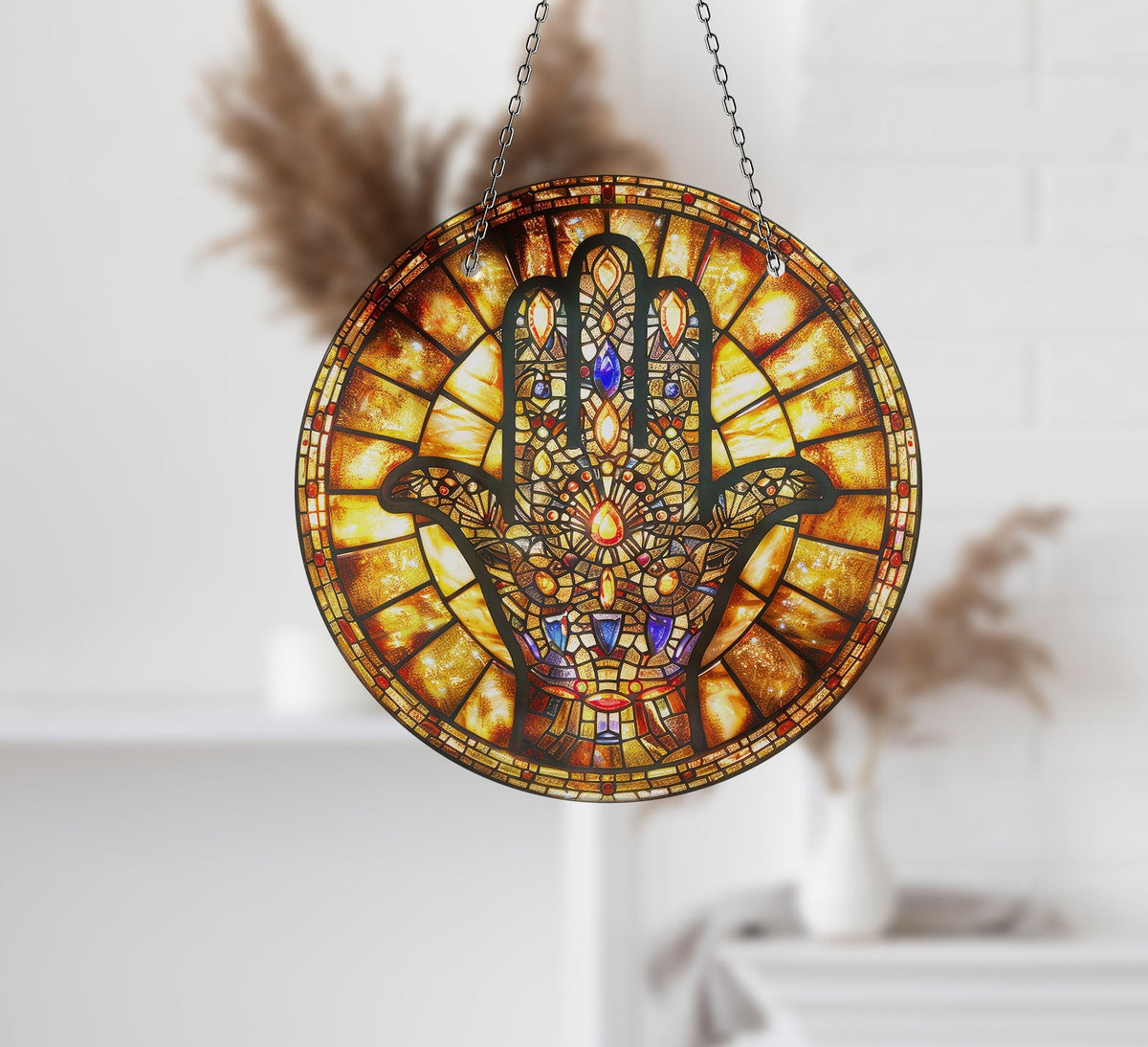 Christian Faux Stained Glass Suncatcher Window Hanging Home Decor Sun Catcher Gift Idea Decor