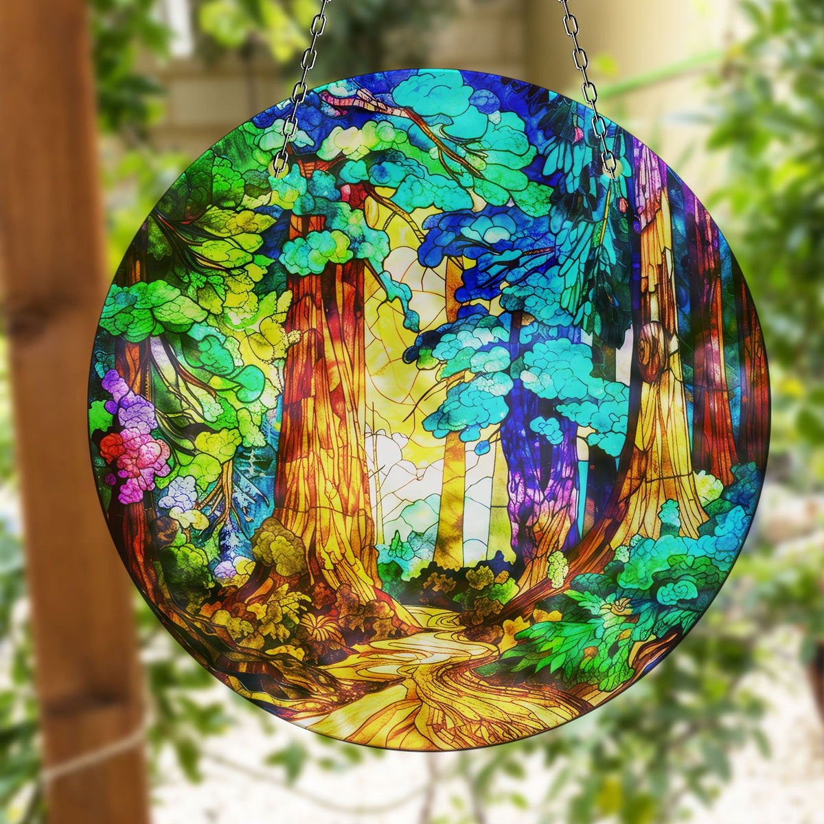 Landscape Painting Stained Faux Stained Glass Suncatcher Window Hanging Home Decor Sun Catcher Gift Idea