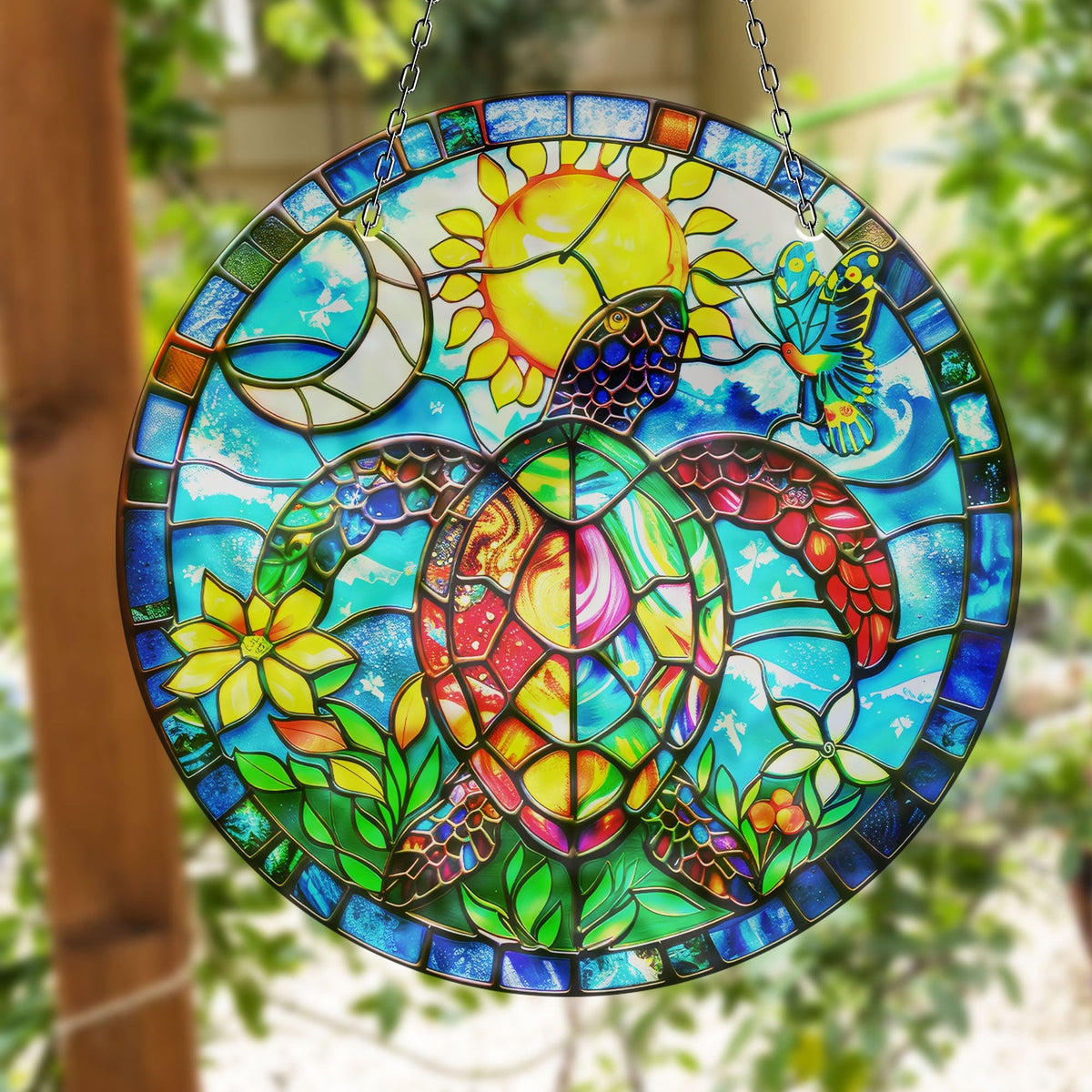 Seaturtle Mosaic Faux Stained Glass Suncatcher Window Hanging Home Decor Sun Catcher Gift Idea