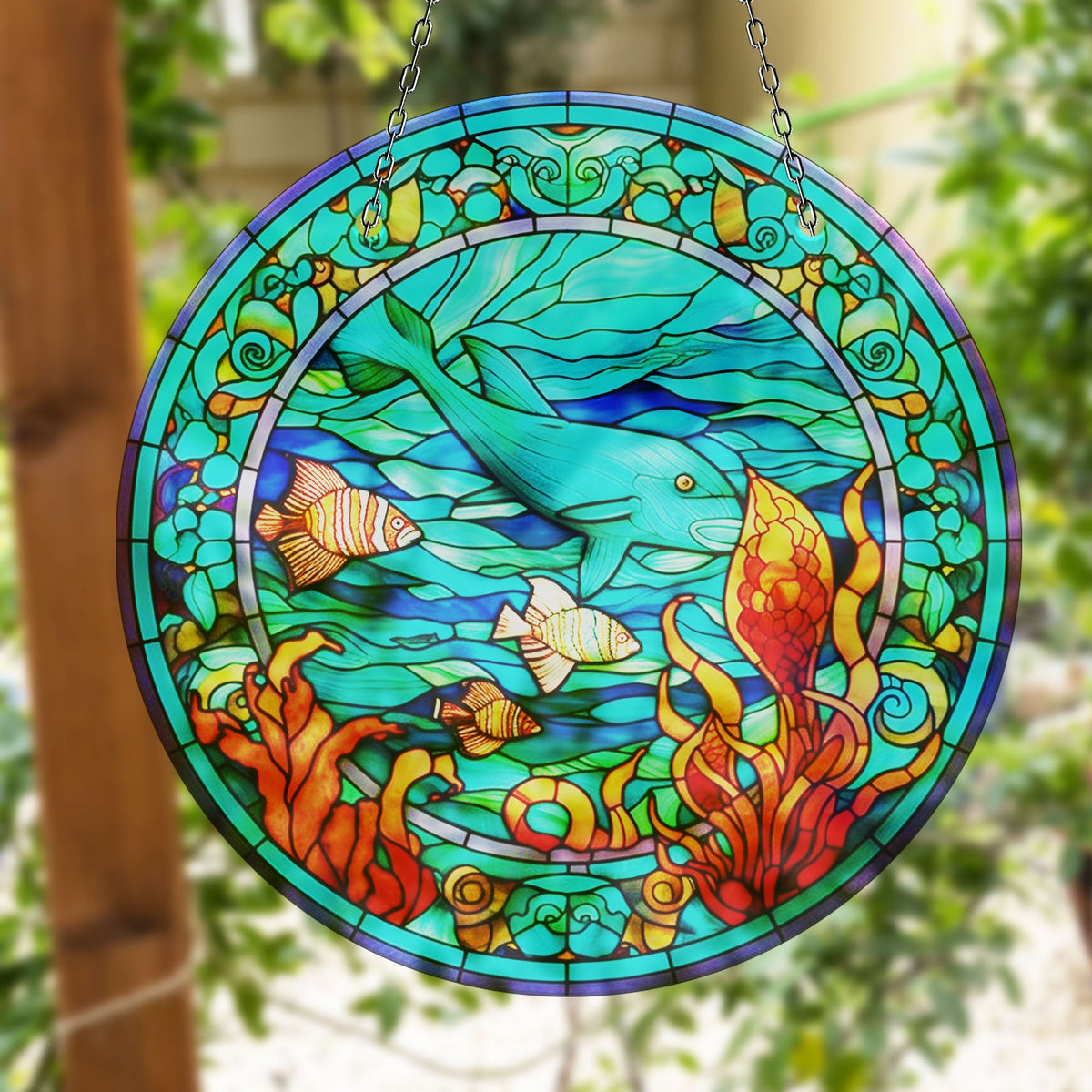 Fish Stained Faux Stained Glass Suncatcher Window Hanging Home Decor Sun Catcher Gift Idea