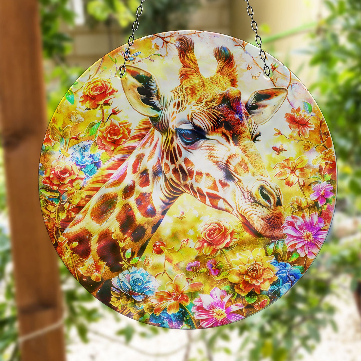 Giraffe Faux Stained Glass Suncatcher Window Hanging Home Decor Sun Catcher Gift Idea Decor