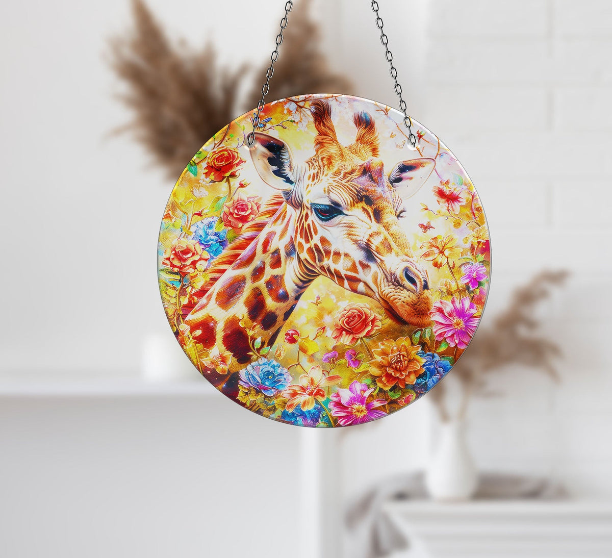 Giraffe Faux Stained Glass Suncatcher Window Hanging Home Decor Sun Catcher Gift Idea Decor