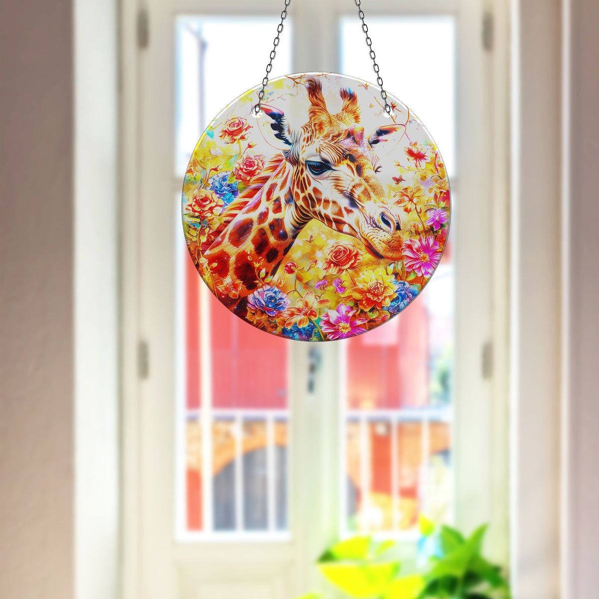 Giraffe Faux Stained Glass Suncatcher Window Hanging Home Decor Sun Catcher Gift Idea Decor