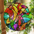 Yellow and Red Stained Faux Stained Glass Suncatcher Window Hanging Home Decor Sun Catcher Gift Idea