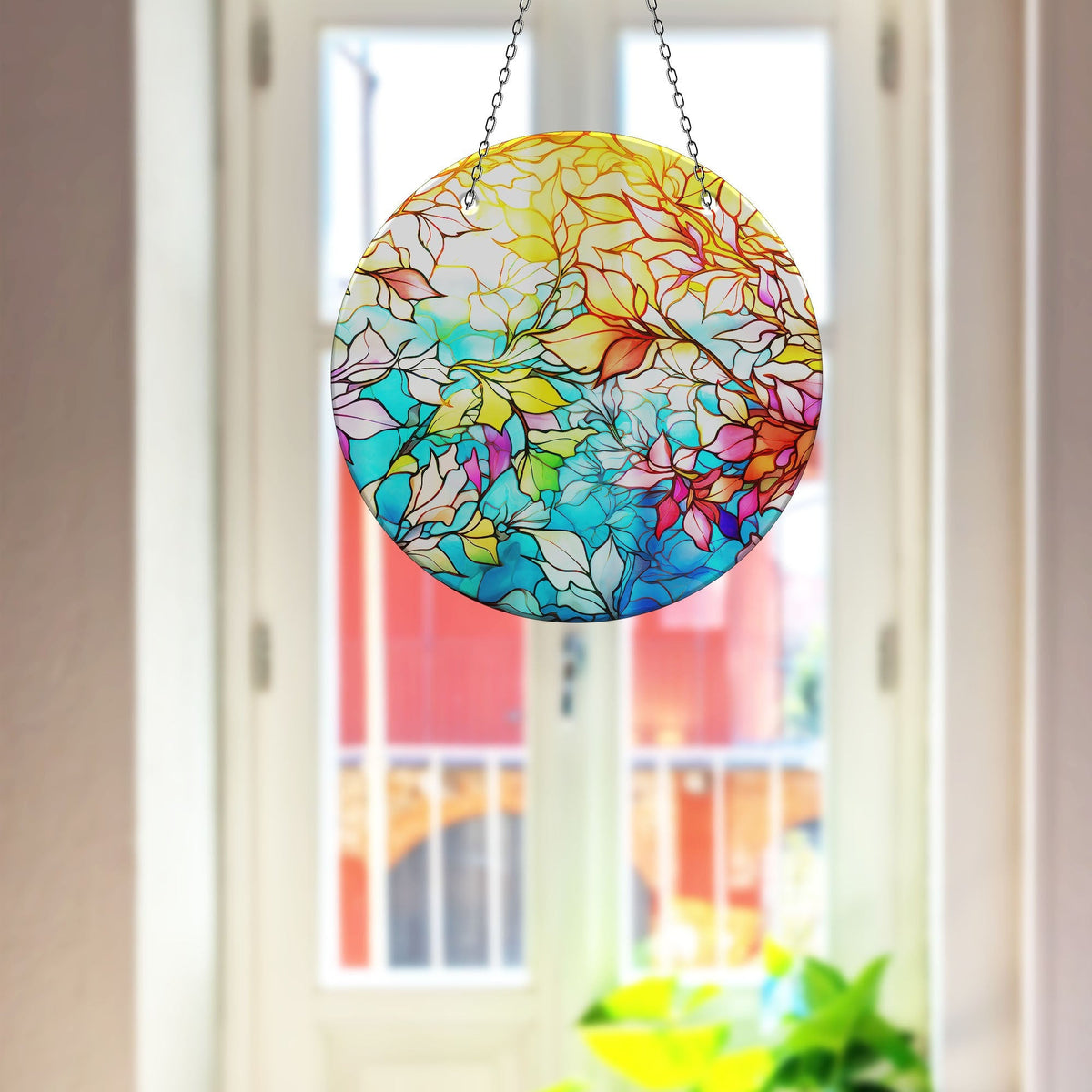 Shiny Colored Stained Faux Stained Glass Suncatcher Window Hanging Home Decor Sun Catcher Gift Idea