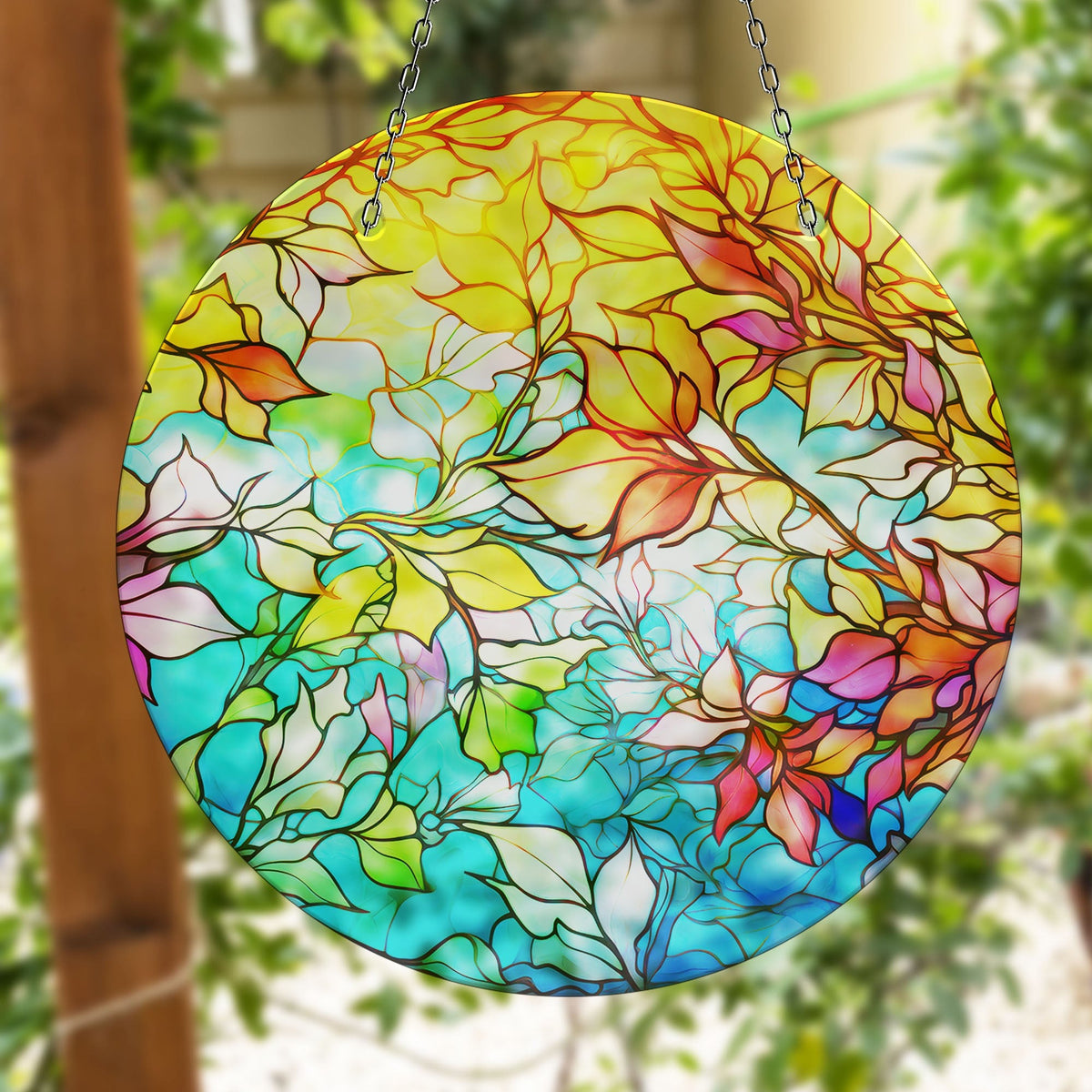 Shiny Colored Stained Faux Stained Glass Suncatcher Window Hanging Home Decor Sun Catcher Gift Idea