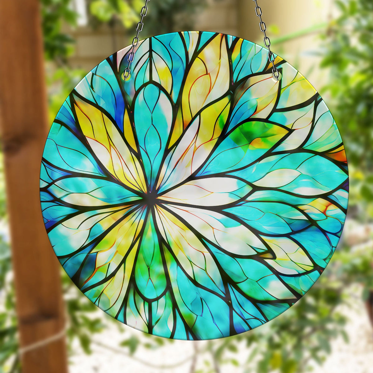 Blue & White Faux Stained Glass Suncatcher Window Hanging Home Decor Sun Catcher Gift Idea Decor