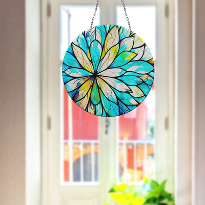 Blue & White Faux Stained Glass Suncatcher Window Hanging Home Decor Sun Catcher Gift Idea Decor