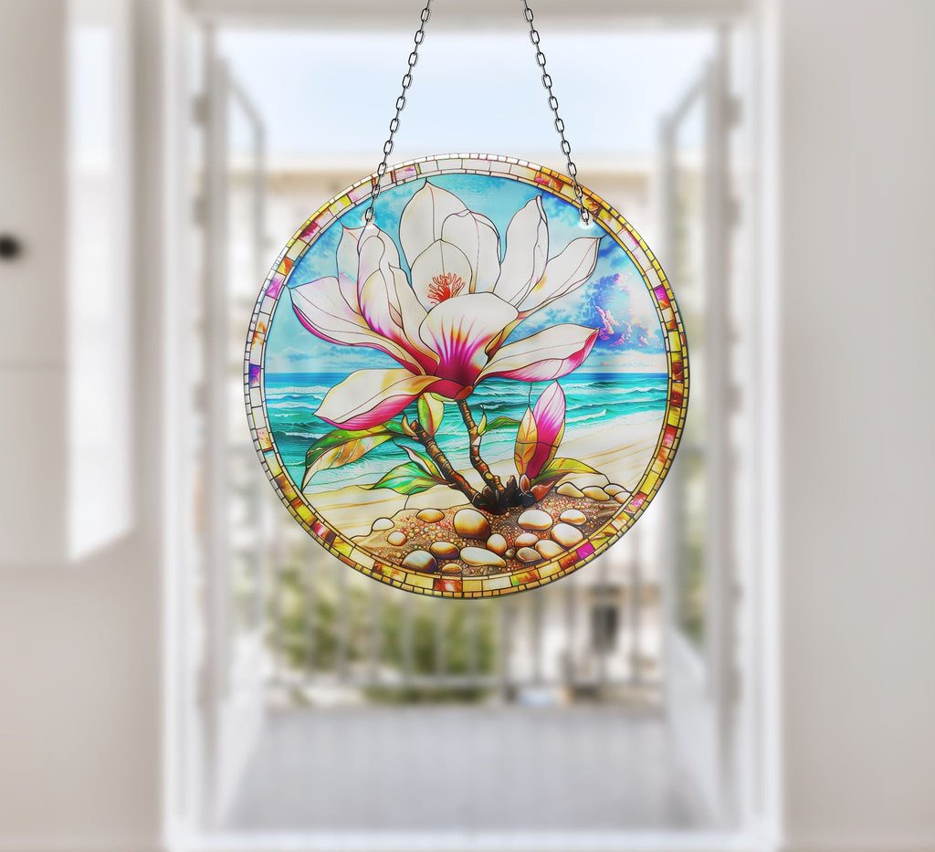 Lotus Art Faux Stained Glass Suncatcher Window Hanging Home Decor Sun Catcher Gift Idea Decor