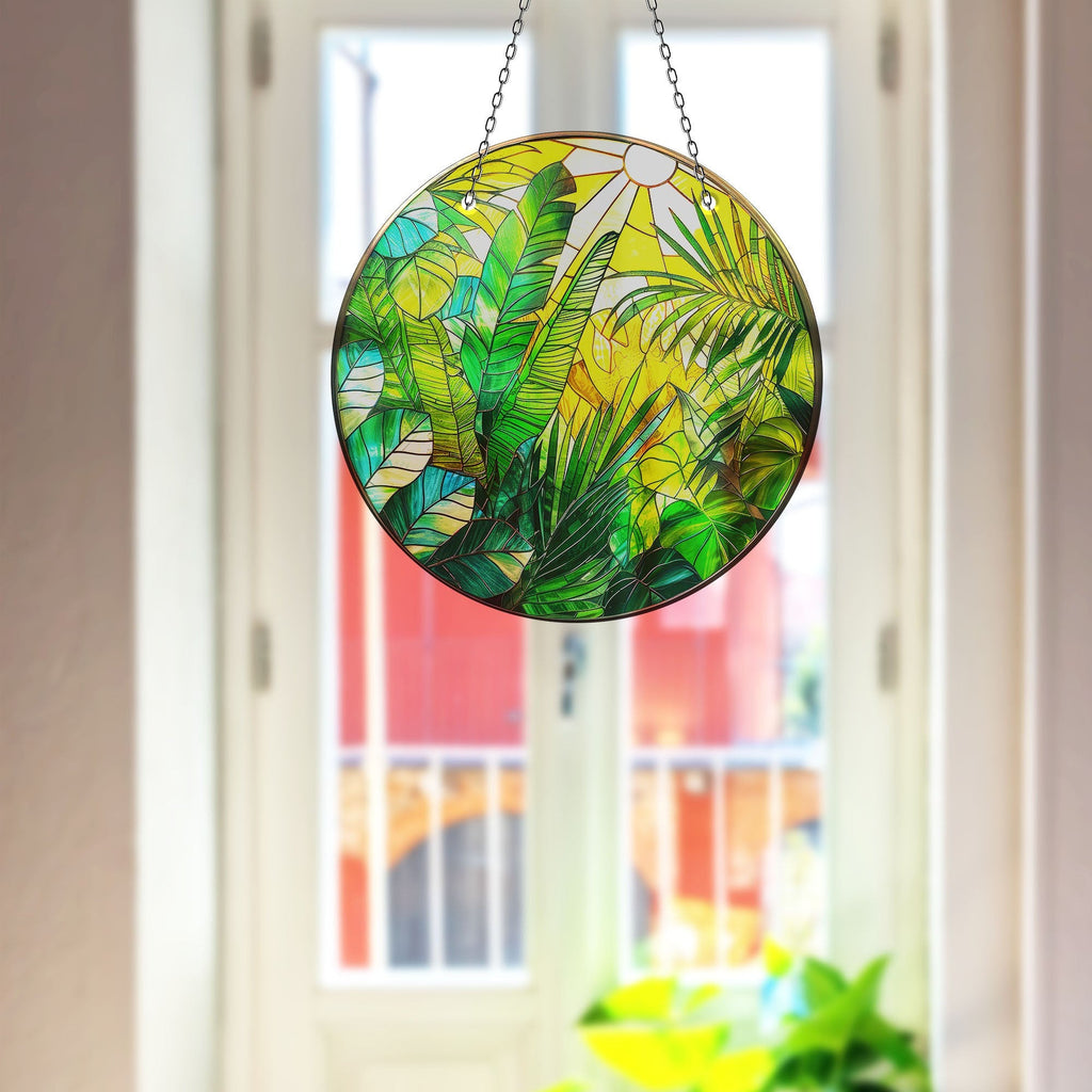 Stained Leaves Faux Stained Glass Suncatcher Window Hanging Home Decor Sun Catcher Gift Idea Decor