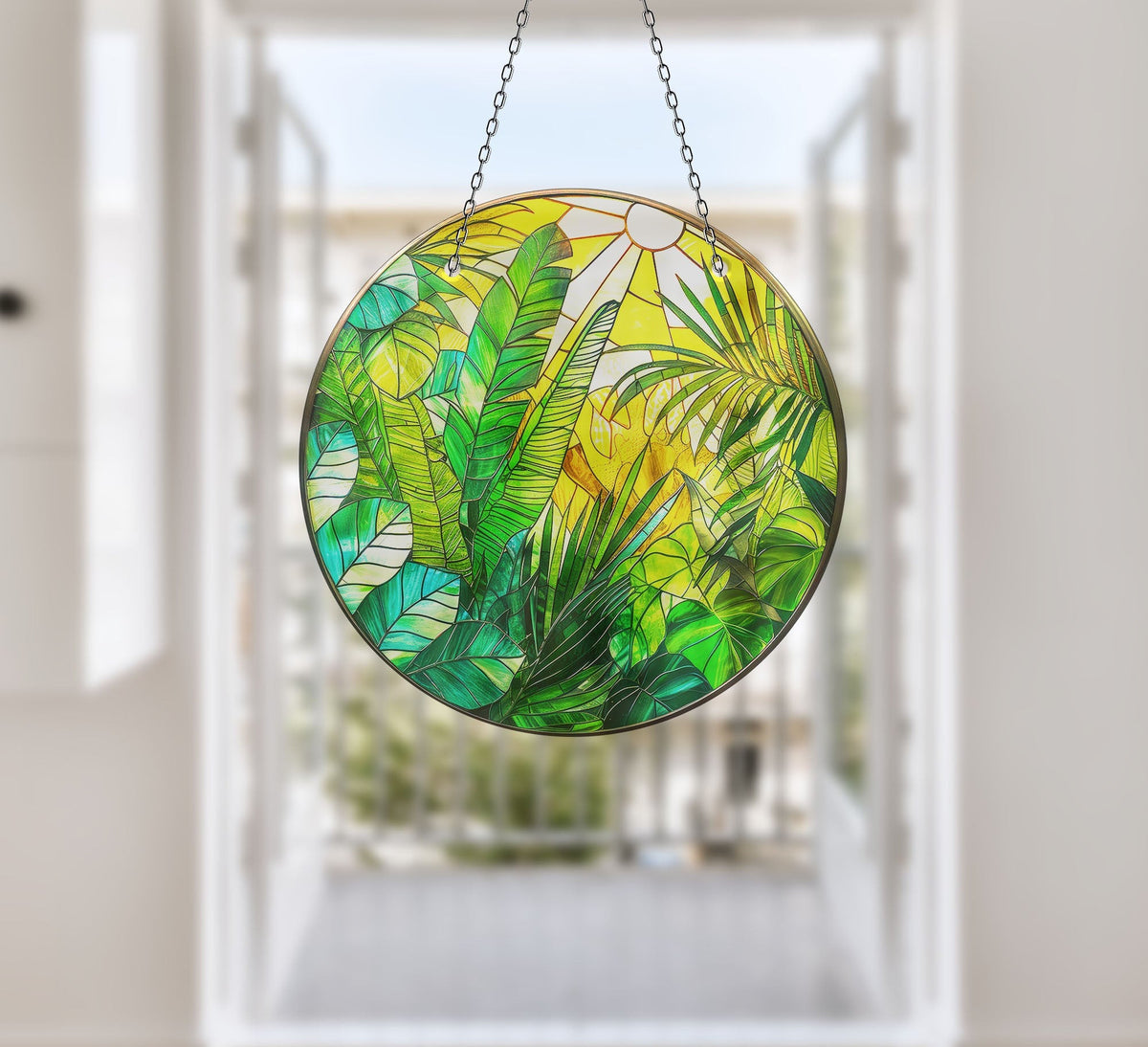 Stained Leaves Faux Stained Glass Suncatcher Window Hanging Home Decor Sun Catcher Gift Idea Decor