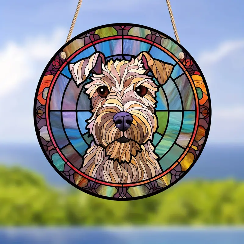 Faux Stained Glass Suncatcher Dog Memorial Gifts, Window Hanging Suncatcher Sympathy Gift For Dog Lovers Pet Loss Present