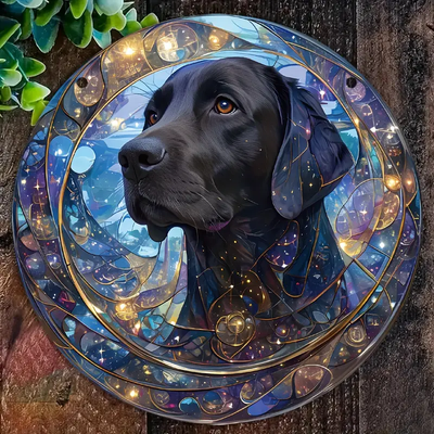 Spooky Halloween Dog Faux Stained Glass Suncatcher Cherry Blossom Style Dog Memorial Gifts, Window Hanging Suncatcher Gift For Dog Lovers