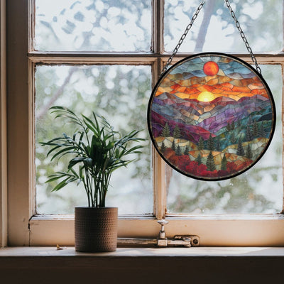 Mountain Range Suncatcher for Window Decor Gift for Mothers Day Birthday Gift for Her Mom Mother Grandmother Daughter Son