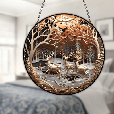 Vibrant Deer Shaped Faux Stained Glass Suncatcher Memorial Gift Idea For Deer Lover