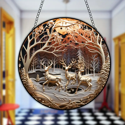 Vibrant Deer Shaped Faux Stained Glass Suncatcher Memorial Gift Idea For Deer Lover
