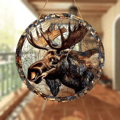 Vibrant Moose Faux Stained Glass Suncatcher - Perfect for Home Decor
