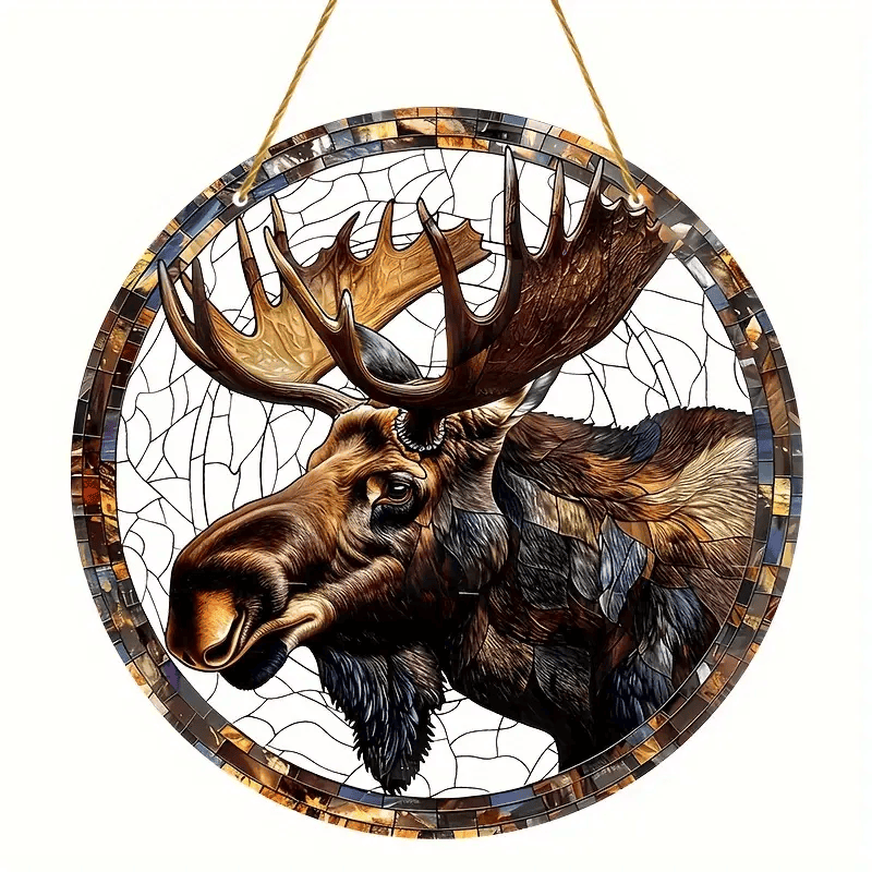 Vibrant Moose Faux Stained Glass Suncatcher - Perfect for Home Decor