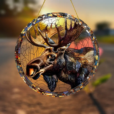 Vibrant Moose Faux Stained Glass Suncatcher - Perfect for Home Decor