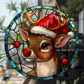 Christmas Reindeer Faux Stained Glass Suncatcher Window Hanging Suncatcher Home Decor Gift Idea For Reindeer Lovers