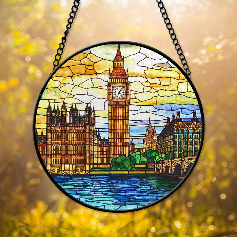 London Big Ben Glass Suncatcher, Visit To London Keepsake Window Hanger, Big Ben Art Decor, London Lover Gifts, Travel Lover Gifts
