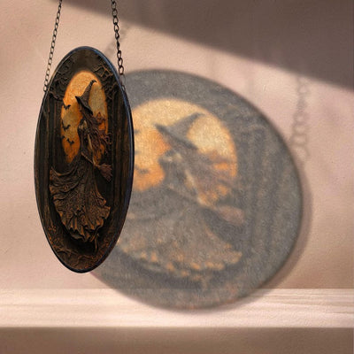 Witchy Gothic 3D Relief Art Faux Stained Glass Suncatcher, Spooky Season Ornament Decor, Halloween Decor, Halloween Decoration, Spooky Vibes Gift