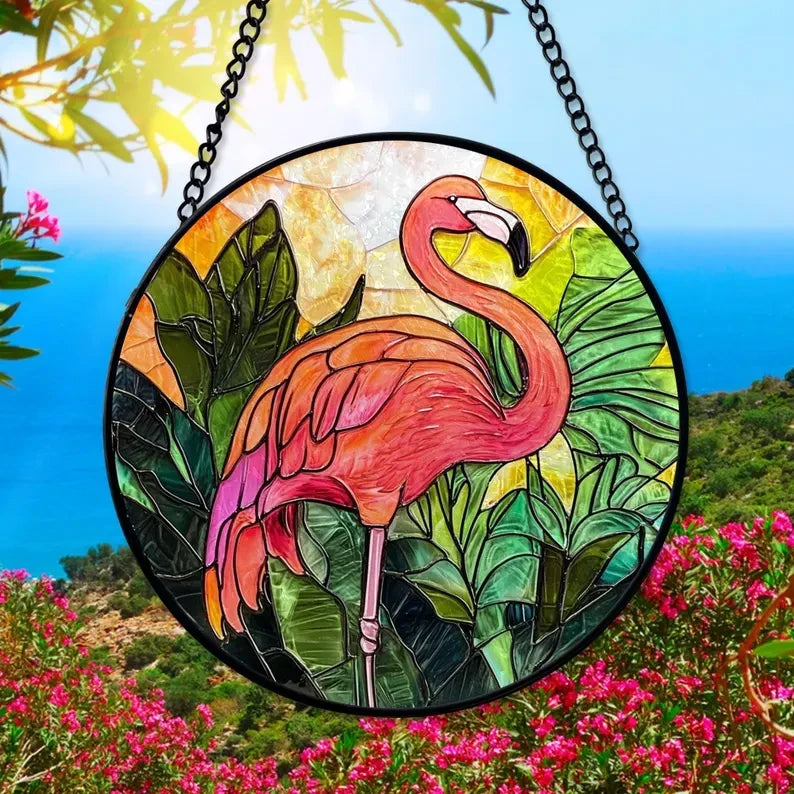 Flamingo Glass Suncatcher, Flamingo Window Hangings For Garden, House Decoration, House Decor, Housewarming Gift, Christmas Gifts