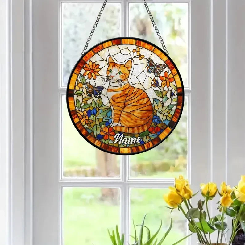 Custom Pet Portrait Faux Faux Stained Glass Window Hanging, Pet Sympathy Gift, Dog/ Cat Loss Memorial Suncatcher, Pet Lover Gift, Christmas Gift