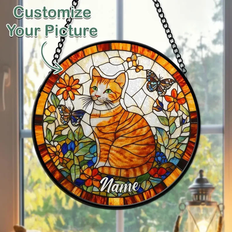 Custom Pet Portrait Faux Faux Stained Glass Window Hanging, Pet Sympathy Gift, Dog/ Cat Loss Memorial Suncatcher, Pet Lover Gift, Christmas Gift