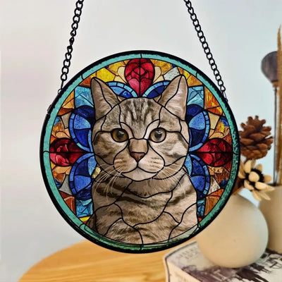 Custom Dog Art Suncatcher Faux Stained Glass From Photo, Pet Memorial Gift, Cat Art Suncatcher, Gift for Dog Lovers, House Decor
