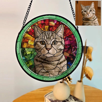 Custom Dog Art Suncatcher Faux Stained Glass From Photo, Pet Memorial Gift, Cat Art Suncatcher, Gift for Dog Lovers, House Decor