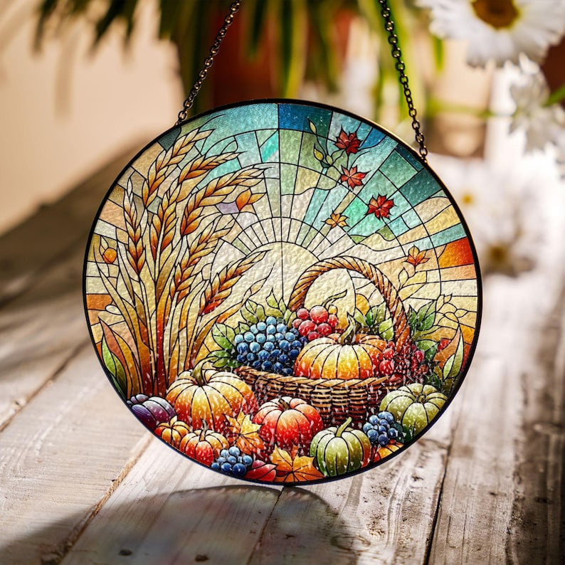Fall Harvest GLASS Decor, Thanksgiving Decor, Thankful Decor, Thanksgiving Gift, Fall Gift, Autumn Season , Thankful Decor,Farm Home