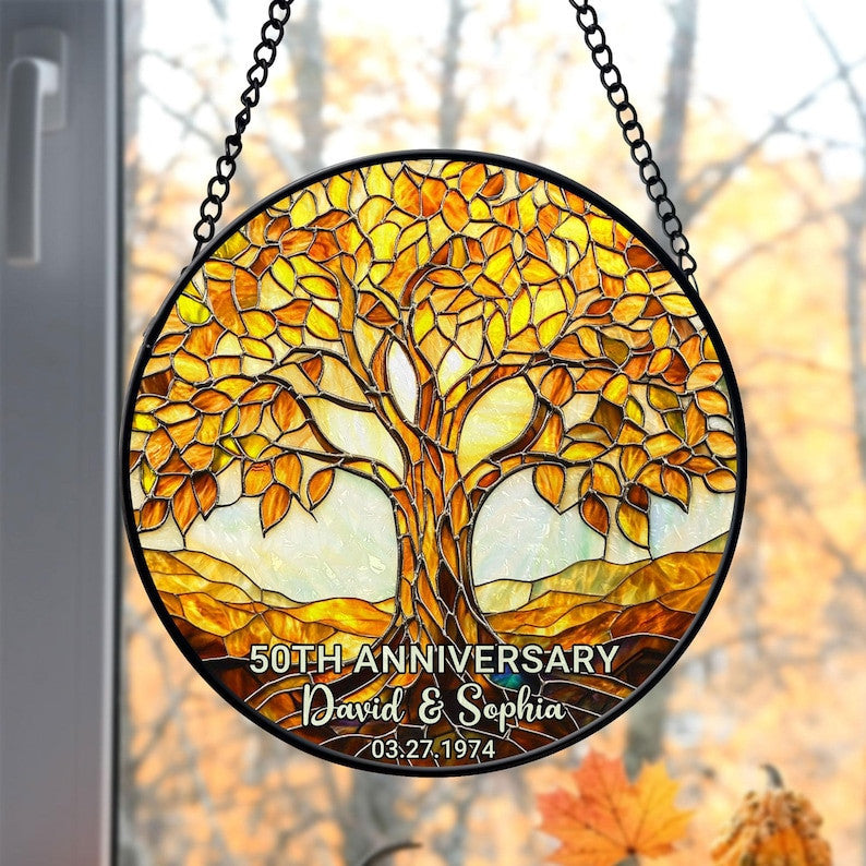 Personalized Faux Stained Glass Wedding Anniversary, Wedding Keepsake Suncatcher, Anniversary Gift, Couple Keepsake Gift, Wedding Gift