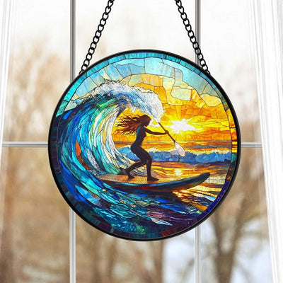 Paddle Boarding Glass Suncatcher, Paddle Board Window Hanger, Paddle Boarder Gifts, Birthday Gifts, Christmas Gifts