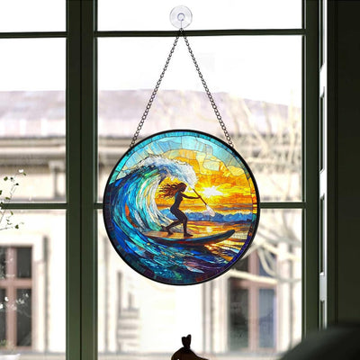 Paddle Boarding Glass Suncatcher, Paddle Board Window Hanger, Paddle Boarder Gifts, Birthday Gifts, Christmas Gifts