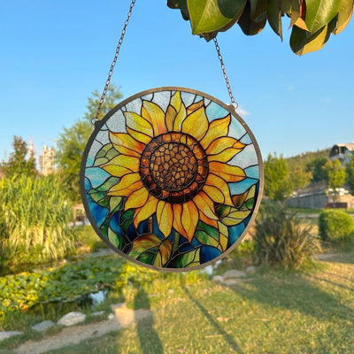 Sunflower Faux Stained Glass Style Wall And Window Decoration, Sun Catcher Wall Art, Indoor Decor, Special Gifts For Women, Window Hanging