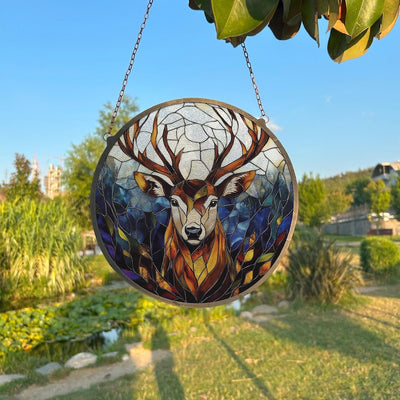 Deer Faux Stained Glass Style Wall And Window Decoration, Sun Catcher Wall Art, Indoor Decor, Special Gifts For Women, Window Hanging