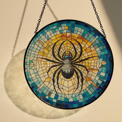 Spiderweb Glass Decor, Halloween Spider Decor, Spider Suncatcher, Spider Lover Gift, Halloween Decor, Spooky Season, Haunted House