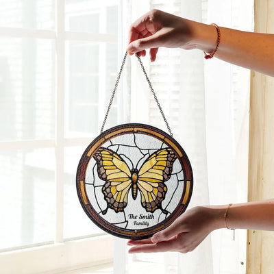 Butterflies Glass Art Suncatcher, Butterfly Lovers Gift, Butterfly Window Hangings, Flower Suncatcher, Wall Hanging Ornament, Home Decor