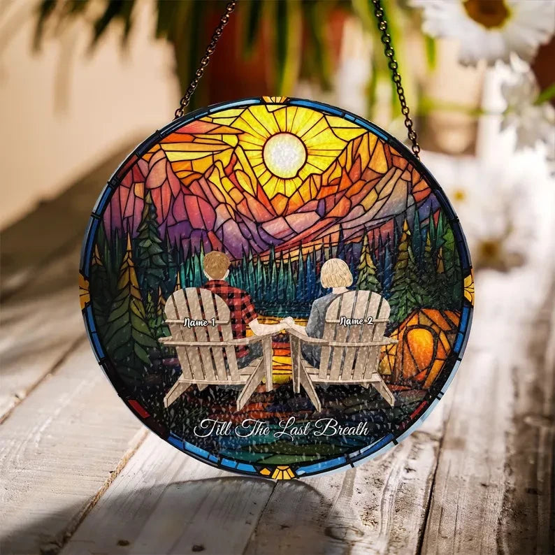 Custom Couple Suncatcher Faux Stained Glass, Couple Window Hanging Suncatcher, You & Me We Got This Couple Wedding Anniversary Gift, Anniversary
