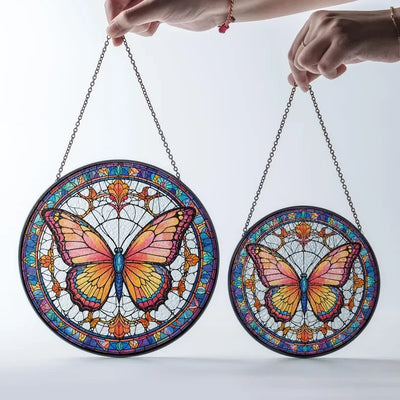 Butterflies Glass Art Suncatcher, Butterfly Lovers Gift, Butterfly Window Hangings, Flower Suncatcher, Wall Hanging Ornament, Home Decor