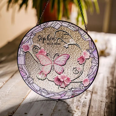 Butterflies Glass Art Suncatcher, Butterfly Lovers Gift, Butterfly Window Hangings, Flower Suncatcher, Wall Hanging Ornament, Home Decor