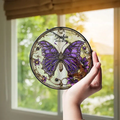 Butterflies Glass Art Suncatcher, Butterfly Lovers Gift, Butterfly Window Hangings, Flower Suncatcher, Wall Hanging Ornament, Home Decor