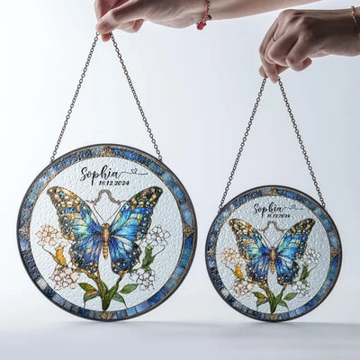 Butterflies Glass Art Suncatcher, Butterfly Lovers Gift, Butterfly Window Hangings, Flower Suncatcher, Wall Hanging Ornament, Home Decor