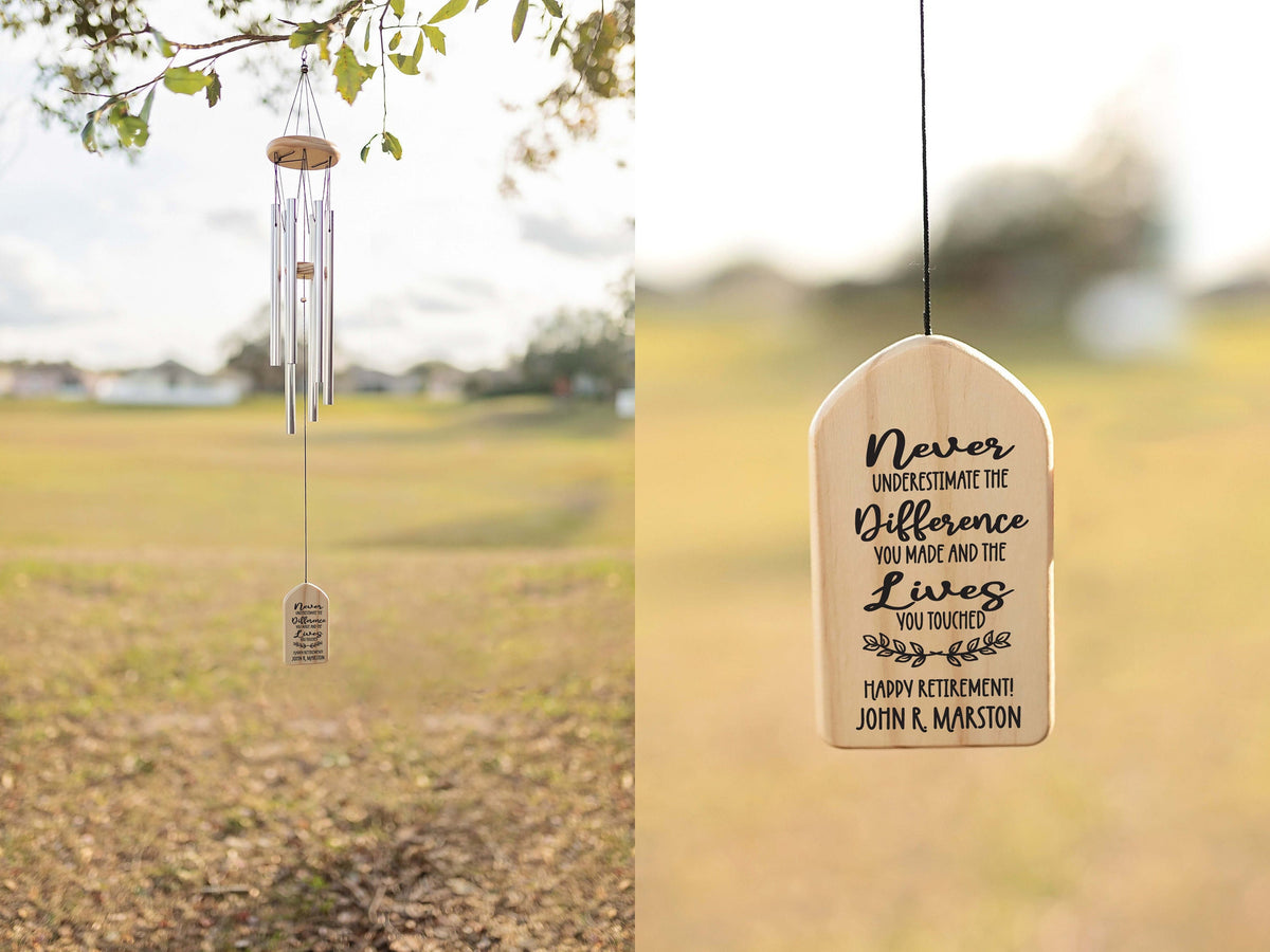 Personalized Wind Chimes Gift, Retirement Gift Chime, Teacher Gift, Personalized Gift, Coworker Gift, Happy Retirement Retiree