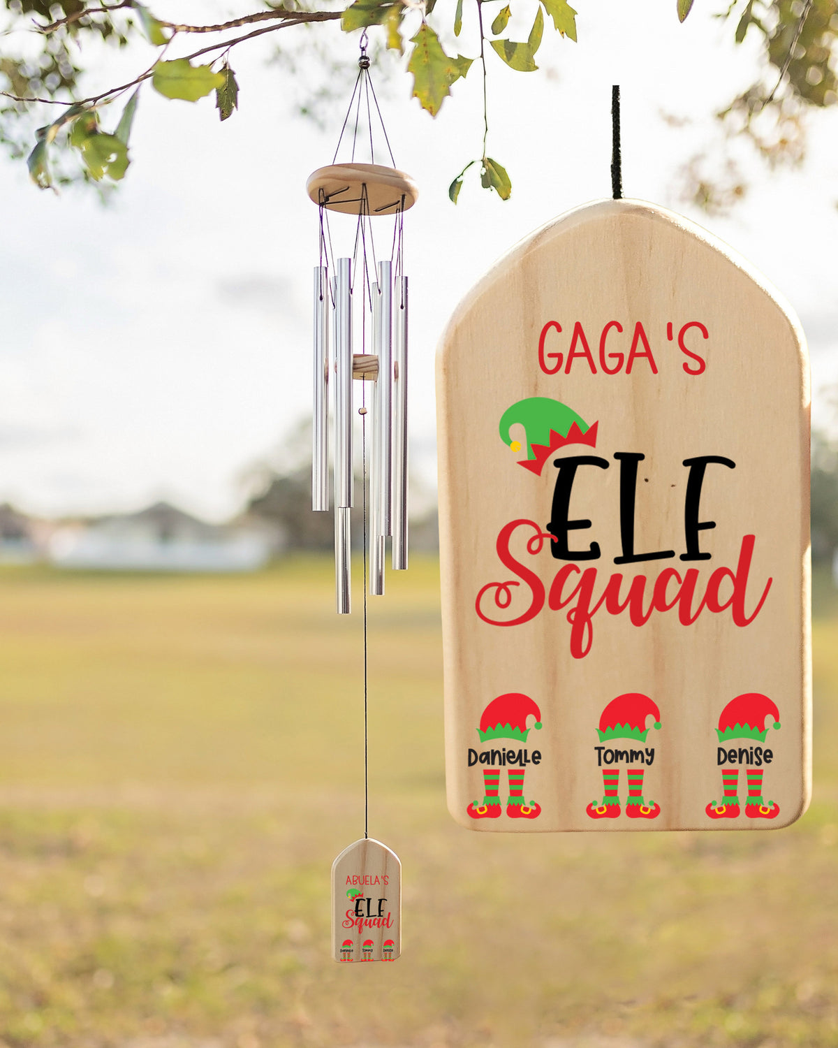 Custom Christmas Memorial WindChime Gift for Gaga, Gaga Gift, Personalized Gift Gaga, Elf Squad,  Gaga Gift for Xmas, Gaga's Garden
