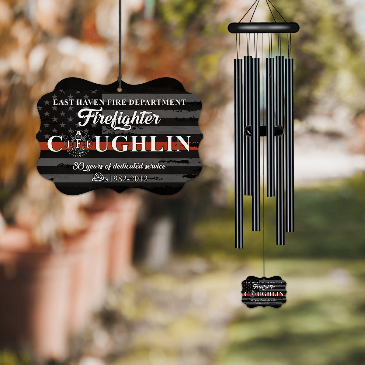 Custom Retirement Wind Chime, Firefighter Gift, Fire Service, Hero Signs, 4th of July, American Flag, Dad Retirement, Fireman Retirement