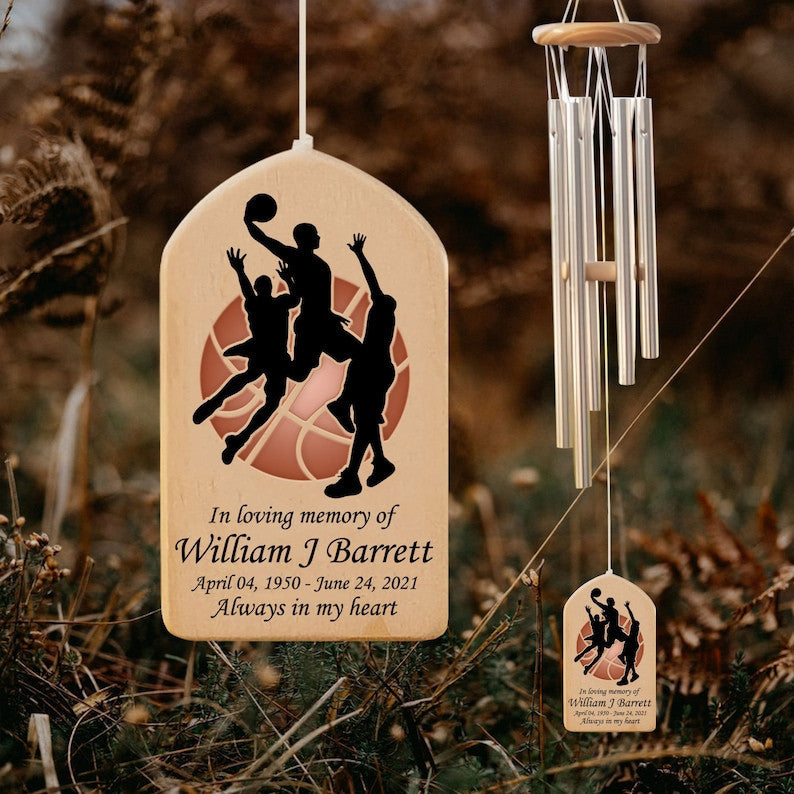 Basketball Player Team Member Memorial Personalized Wind Chime, Loss of Basketball Player, Loss Of Son Dad Sympathy Gift, Bereavement Gift